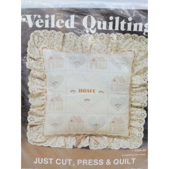 Veiled Quilting Pillow Kit #VQH-02 VTG 1984 Flying Fingers Easy "Home" NOS - Picture 3 of 4